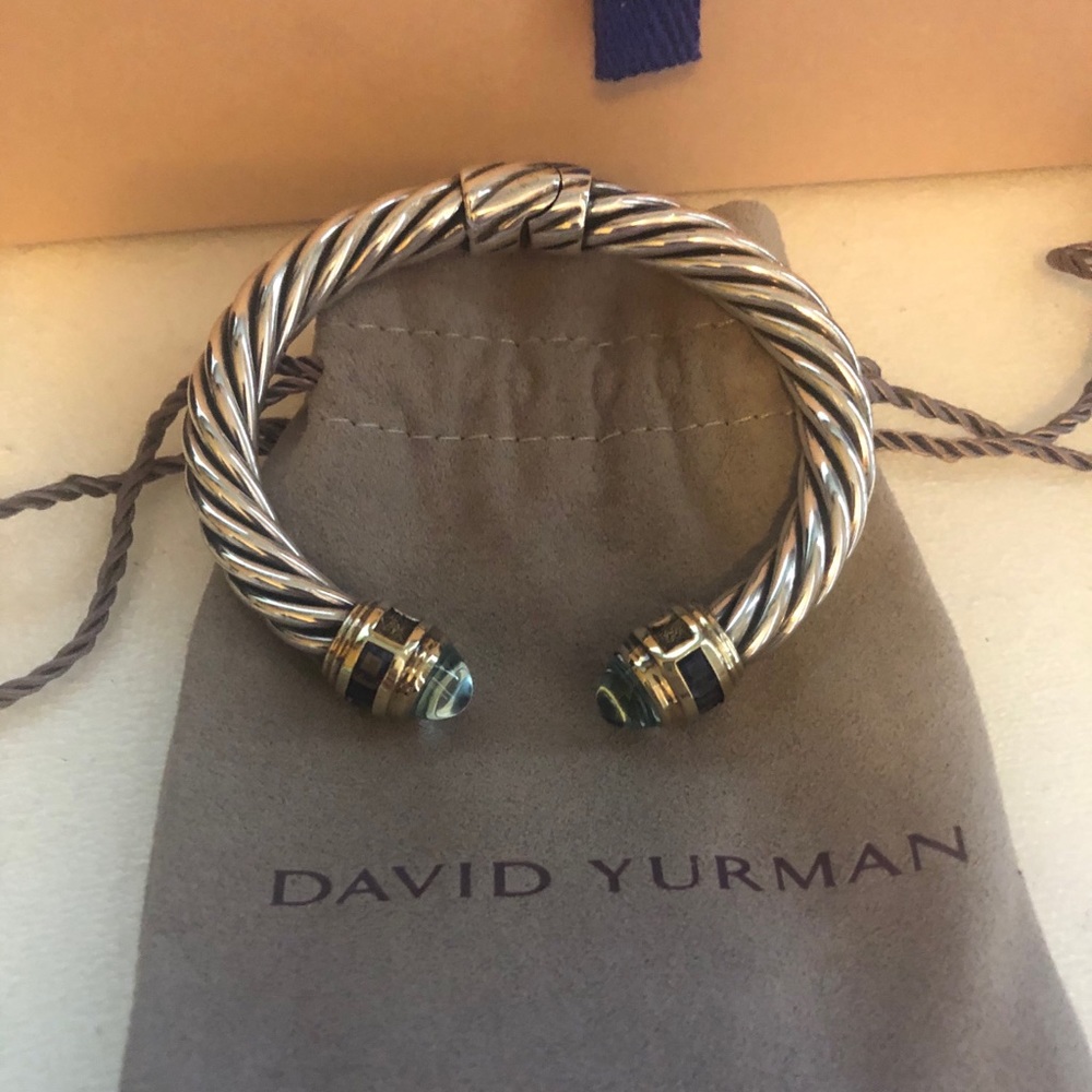 David Yurman Renaissance Bracelet 8.5 mm-blue topaz, gold trim - Picture 3 of 7